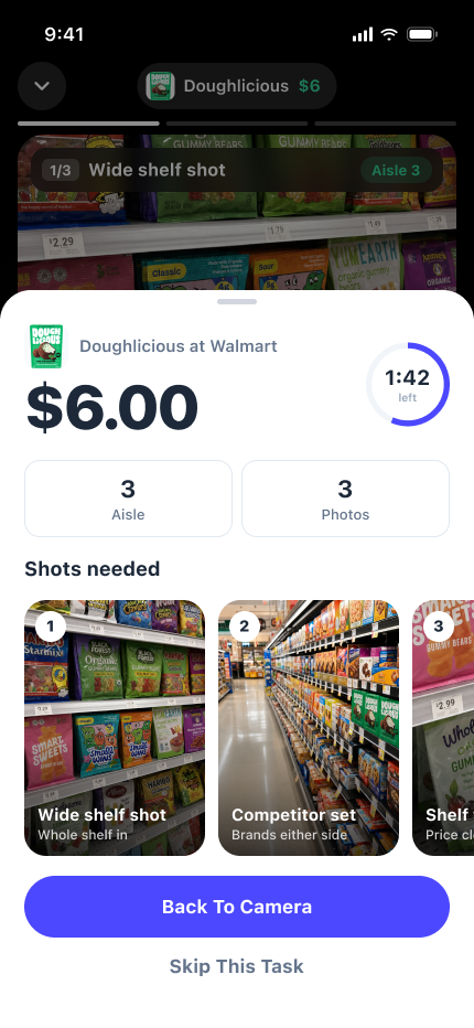 Wide shelf shot in the camera